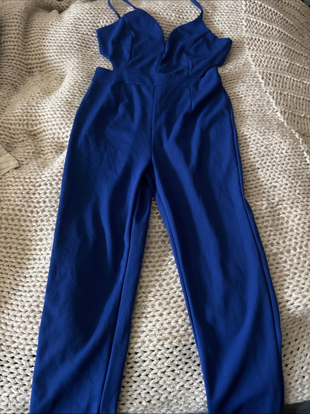 Women's Royal Blue Spaghetti-Strap Jumpsuit - Picture 1 of 9